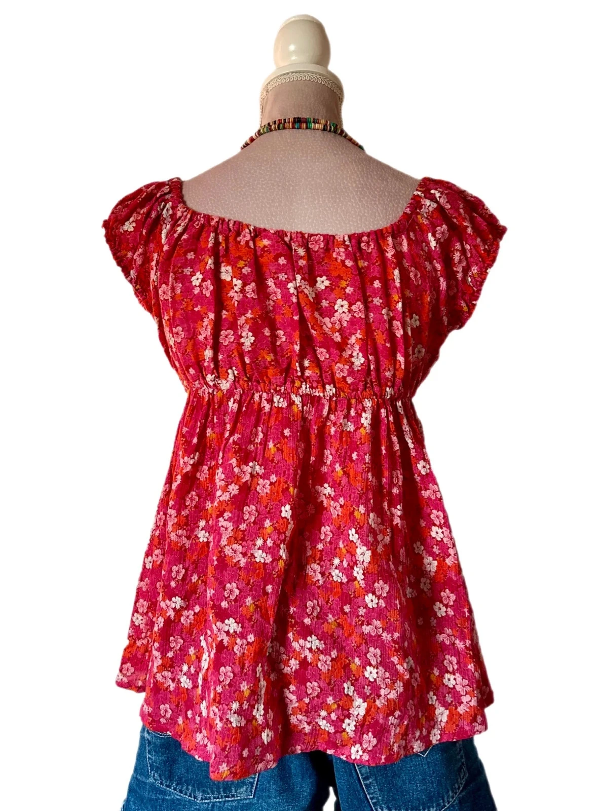 🧡🌺Blusa péplum florida 100% algodão made in India Cottagecore Romantic boho top S/36🌺🧡 – photo 3